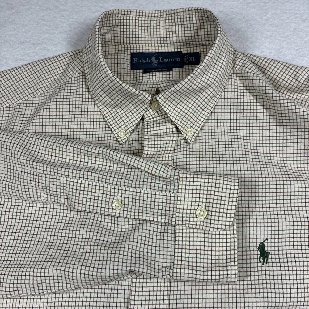 Ralph Lauren Polo Pony Men's‎ Classic Fit Button Down Long Sleeve Micro Check XL